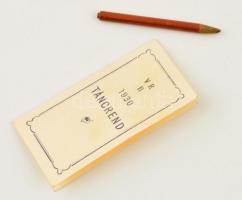 1930 Vitézi Rendi Bál táncrendje bőr szütyőben, a Vitézi Rend aranymosásos emblémájával, ceruzával, ...