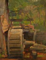 Gergely Imre (1868-1957): Öreg vízimalom. Olaj, falemez, jelzett, keretben, 35×26 cm