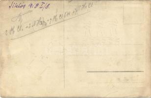 1918 Siklós, hógolyózó társaság télen a várnál. photo (EK)