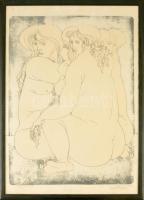 Amerigo Tot (1909-1984): Három akt. Litográfia, papír, jelzett, üvegezett keretben, (barátság, szeretettel Amerigo Tot) 64×46 cm