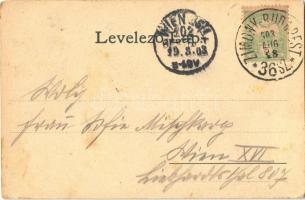 1903 India, Indija; M. kir. posta hivatal (?) / post office + "ZIMONY - BUDAPEST 36 SZ." v...