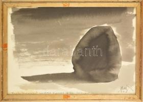 Borsos Miklós (1906-1990): Sicilia 1963. Lavírozott tus, papír, jelzett, üvegezett keretben, (dediká...