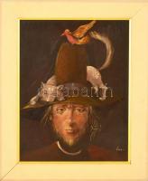 Herpai Zoltán (1951-2011): Csavargó. Olaj, farost, jelzett, keretben, 40×30 cm