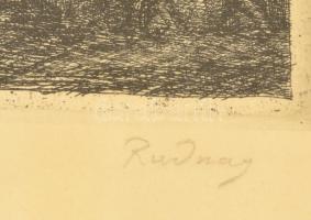 Rudnay Gyula (1878-1957): Főúri lakoma. Rézkarc, papír, jelzett, üvegezett keretben, 13,5×18,5 cm