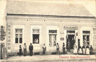 1909 Nagyborosnyó, Nagyborozsnyó, Borosneu Mare; Lisztraktár. Neumann Gerő kiadása / flour warehouse (EK)
