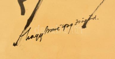 Zsögödi Nagy Imre (1893-1976): Bajszos férfi portré. Tus, papír, jelzett, üvegezett keretben, 47×30 ...