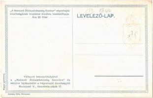 Nemzeti Áldozatkészség Szobor segélylap / Hungarian charity card, coat of arms, golden Emb