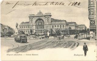 Budapest VII. Központi (Keleti) pályaudvar, Baross tér, villamosok, Pick Oswald tenyészállat importőr gazdasági boltja, üzlet (EM)