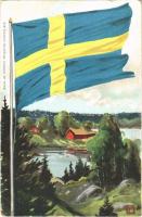1910 Swedish flag, art postcard, Axel Eliassons Konstförlag No. 10153. (EK)