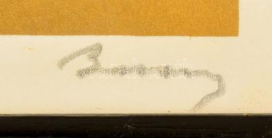 Barcsay Jenő (1900-1988): Kompozíció. Szitanyomat 64/500), papír, jelzett, üvegezett keretben,17×24 ...