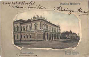 1904 Mezőtúr, Nemzeti szálloda, sörcsarnok, étterem és pálinkamérés, Református templom és népiskola. Art Nouveau (EK)