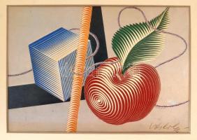 Vasarely Victor (1908-1997): Kocka-alma. Ofszet, papír, jelzett, 18×26,5 cm