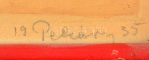 Pekáry István (1905-1981): Veszprémi juhász. Színezett rézkarc, papír, jelzett, üvegezett keretben, ...