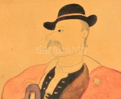 Pekáry István (1905-1981): Veszprémi juhász. Színezett rézkarc, papír, jelzett, üvegezett keretben, ...