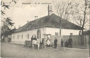 1914 Jászapáti, M. kir. postahivatal, lovaskocsi. Koczka Andor kiadása