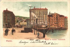 1902 Fiume, Rijeka; Molo e Piazza Adamich. litho (EK)