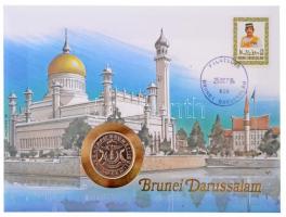 Brunei 1991. 50s felbélyegzett borítékban, bélyegzéssel, német nyelvű leírással T:I Brunei 1991. 50 Sen in envelope with stamp and cancellation, with German language description C:UNC