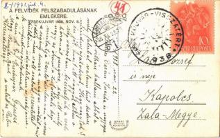 1938 Érsekújvár, Nové Zamky; bevonulás, magyar zászlók / entry of the Hungrian troops, Hungarian fla...