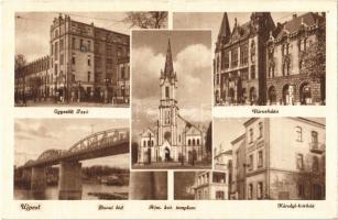 Budapest IV. Újpest, Egyesült Izzó, Városháza, Dunai híd, Római katolikus templom, Károlyi kórház