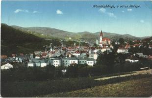 1915 Körmöcbánya, Kremnitz, Kremnica; látkép, Szarvas szálloda. Demmiany L. kiadása / general view, hotel (kis sarokhiány / small corner shortage)