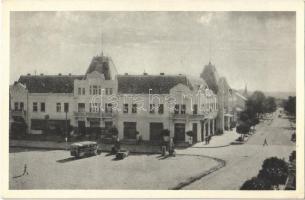 1937 Léva, Levice; Városi szálloda, busz, Kertész üzlete / Mestsky Hotel, shop, autobus