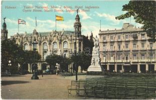 1931 Havana, Habana; Teatro Nacional, Mto. á Marti, Hotel Inglaterra / Opera House, Marti Statue, Inglaterra Hotel
