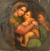 cca 1850 Olvashatatlan jelzéssel: Mária kis Jézussal. Olaj, vászon (több helyen lyukas), 73×74 cm