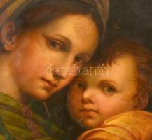 cca 1850 Olvashatatlan jelzéssel: Mária kis Jézussal. Olaj, vászon (több helyen lyukas), 73×74 cm