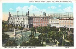 1931 Havana, Habana; Parque Central, Hotel Inglaterra, Teatro Nacional / Central Park, Inglaterra Hotel, Opera House