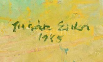 Juhász Erika (1926-2018): Szörfözők Balatonalmádiban. Olaj, vászon, jelzett, keretben, 60×80 cm