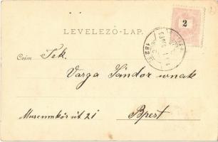 1898 Poprád (Tátra, Magas Tátra, Vysoké Tatry); Fő tér, templom, harangtorony. Greb J. kiadása / Hau...