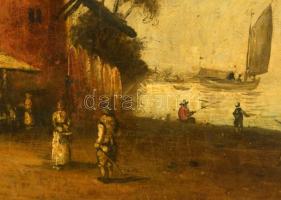 cca 1870 Jelzés nélkül: Vízparti táj házzal. Olaj, vászon, keretben, 56×69 cm