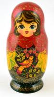 Festett fa matrjoska baba, 5 részes, m: 18 cm