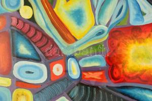 Olvashatatlan jelzéssel: Kompozíció. Olaj, vászon, üvegezett keretben, 95×70 cm