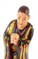 Festett fa szobor, kopásnyomokkal, m: 28,5 cm