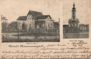 Máramarossziget Sugár street villa and catholic church (fa)