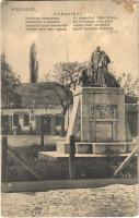 1931 Pilismarót, Dobozi emlékmű és hősök szobra, Hangya Fogyasztási Szövetkezet üzlete (kopott sarok / worn corner)