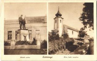 1943 Kisterenye (Bátonyterenye), Hősök szobra, emlékmű, Kisterenyei Takarék és Hitelbank Rt., Római katolikus templom. Özv. Nagy Jánosné kiadása (Rb)