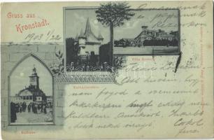 1903 Brassó, Kronstadt, Brasov; városház, Katalin kapu, Kertsch villa / town hall, gate tower, villa. Gabony & Comp. Art Nouveau (EK)