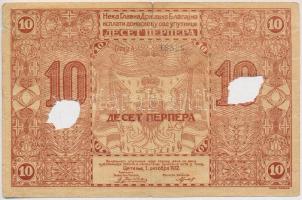 Montenegró 1912. 10P lyukasztással érvénytelenítve T:III- Montenegro 1912. 10 Perpera cancelled with holes C:VG Krause 4.