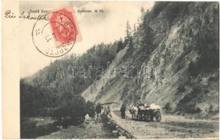 1906 Kultuk, blue stone, road, horse cart. TCV card