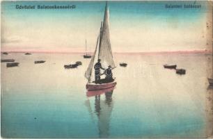 2 db régi balatoni városképes lap: Keszthely, Balatonkenese / 2 pre-1945 Hungarian town-view postcar...