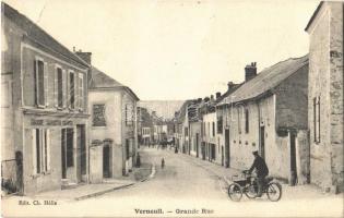 Verneuil, Grande Rue / street, tricycle, shops (EB)