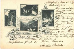 3 db régi külföldi városképes lap / 3 pre-1945 town-view postcards: Riga, Westerhausen, Höllental