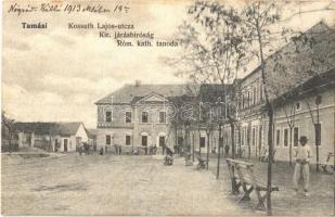 1913 Tamási, Kossuth Lajos utca, Kir. Járásbíróság, Római katolikus tanoda, iskola