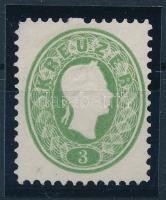 3kr 1866 évi újnyomata, élénk zöld színű bélyeg. Certificate: Strakosch, 3kr Newprint of 1866, bright green Certificate: Strakosch