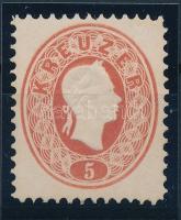 5kr 1866 newprint Certificate: Strakosch, 5kr 1866 évi újnyomata, élénk kármin színű bélyeg. Certificate: Strakosch