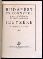 Budapest és környéke utcái, középületei és egyéb adatainak jegyzéke jegyzéke. Bp.,1931, M. Kir. Álla...
