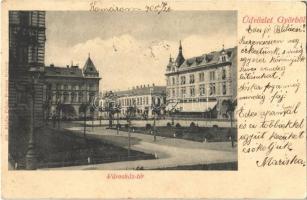 1905 Győr, Városház tér, Veöreös palota, Kisfaludy kávéház. Polgár Bertalan kiadása