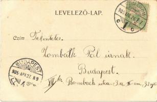 1905 Győr, Városház tér, Veöreös palota, Kisfaludy kávéház. Polgár Bertalan kiadása